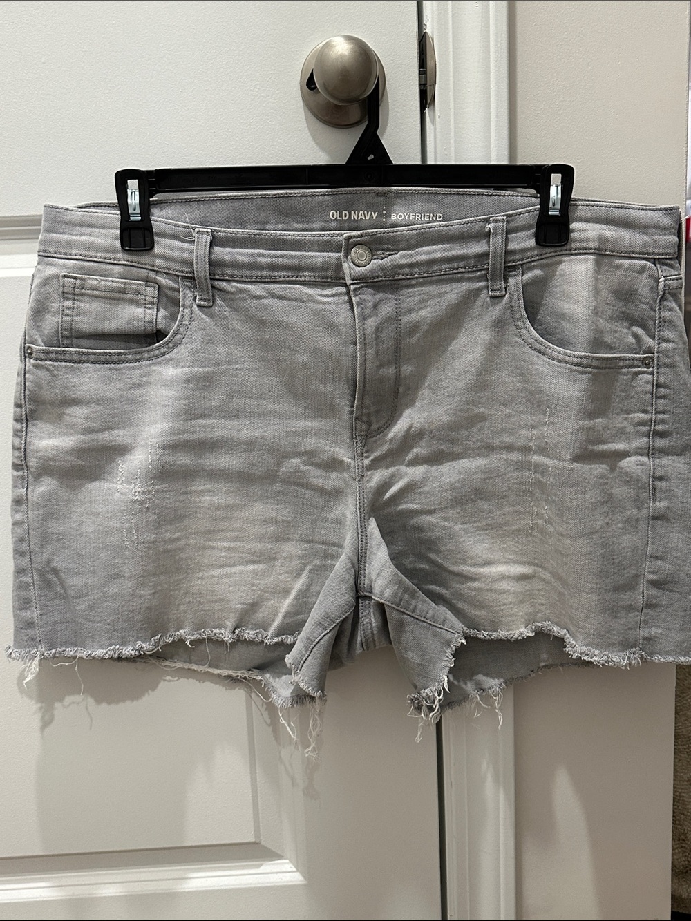 Old Navy Light Gray Frayed Hem Denim Shorts